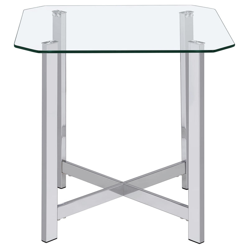 Cronin 3-piece Tempered Glass Top Coffee Table Set Chrome - detail 4