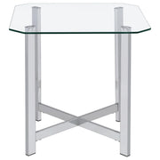 Cronin 3-piece Tempered Glass Top Coffee Table Set Chrome - detail 5
