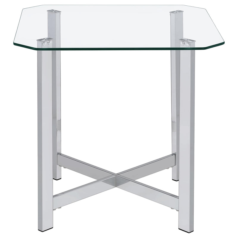 Cronin 3-piece Tempered Glass Top Coffee Table Set Chrome - detail 5