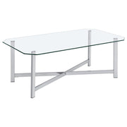 Cronin 3-piece Tempered Glass Top Coffee Table Set Chrome - detail 6
