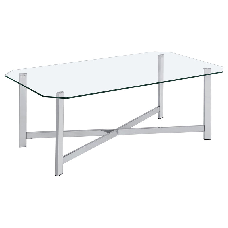 Cronin 3-piece Tempered Glass Top Coffee Table Set Chrome - detail 6