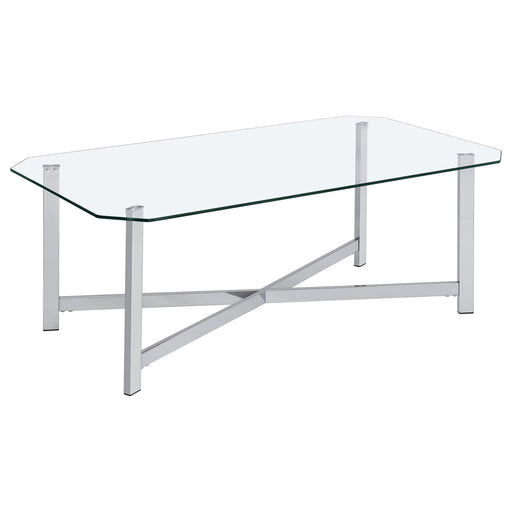 Cronin Rectangular Tempered Glass Top Cocktail Coffee Table Chrome - alternate view