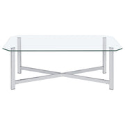 Cronin Rectangular Tempered Glass Top Cocktail Coffee Table Chrome - detail 3