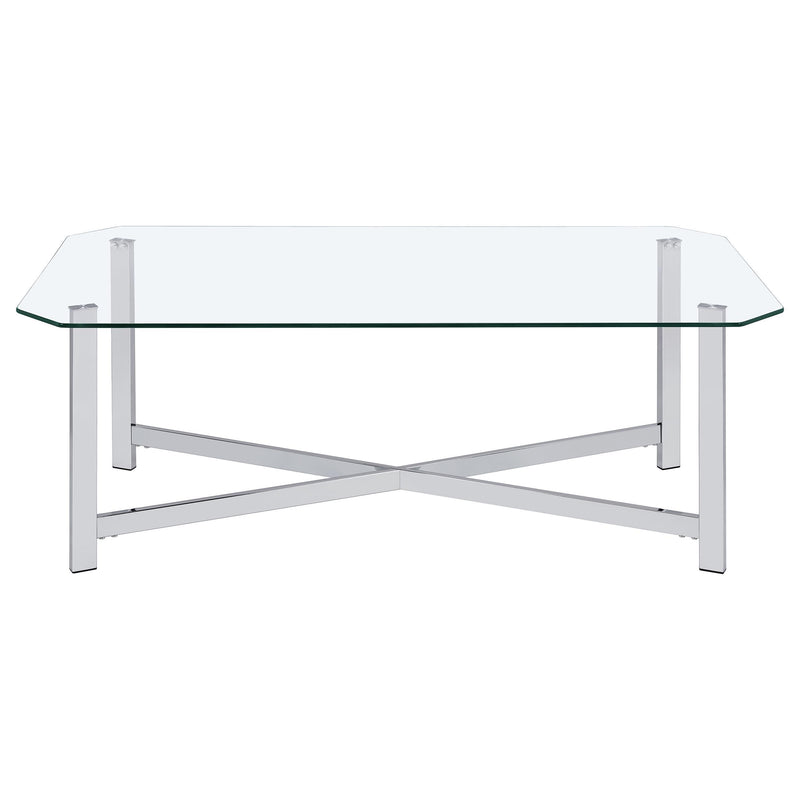 Cronin Rectangular Tempered Glass Top Cocktail Coffee Table Chrome - detail 3