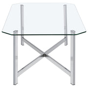 Cronin Rectangular Tempered Glass Top Cocktail Coffee Table Chrome - detail 4
