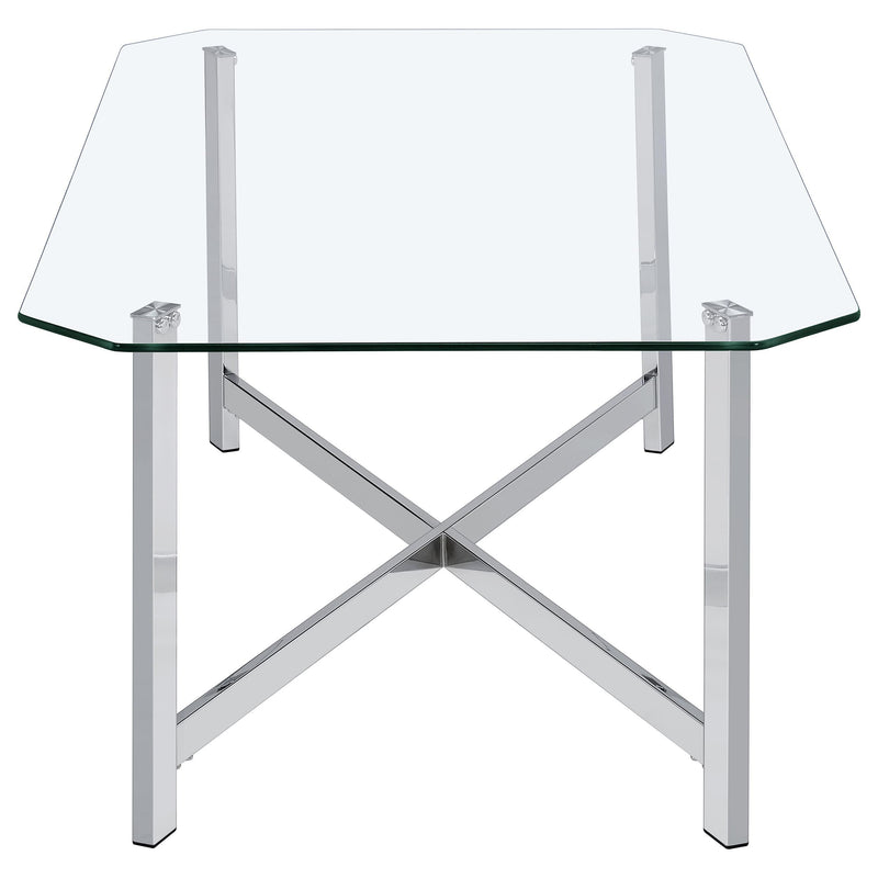 Cronin Rectangular Tempered Glass Top Cocktail Coffee Table Chrome - detail 4