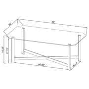 Cronin Rectangular Tempered Glass Top Cocktail Coffee Table Chrome - detail 6