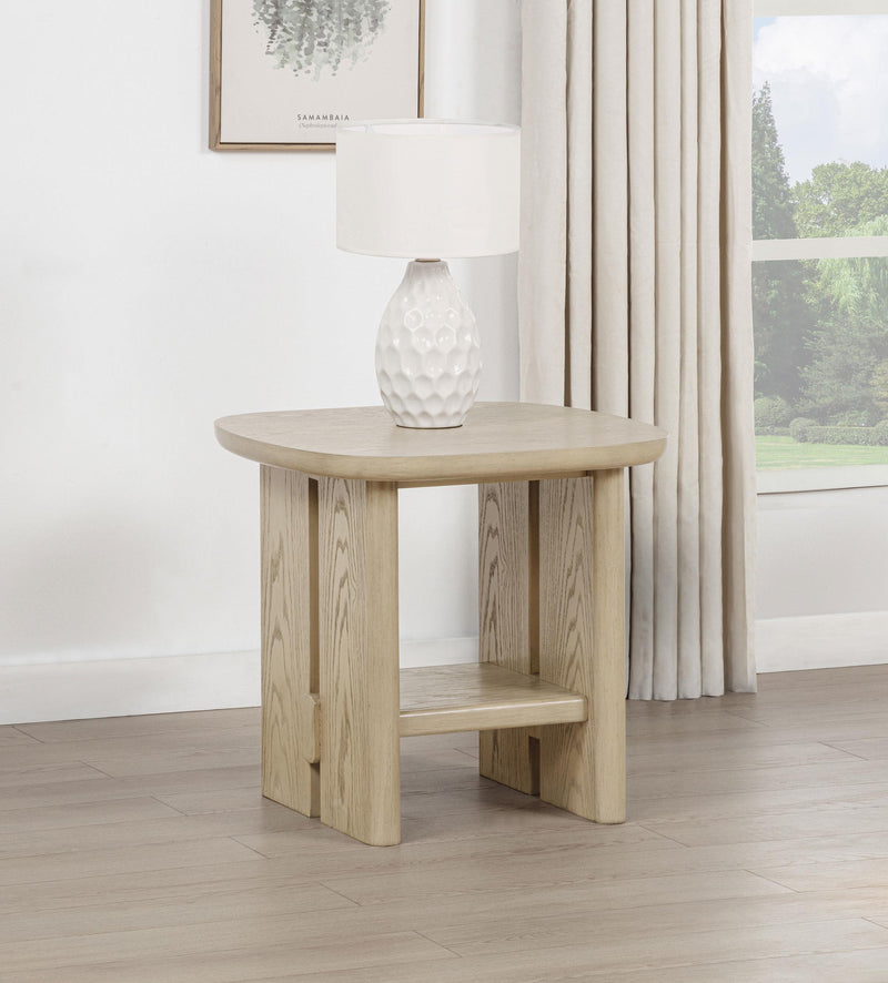 Kailani Coastal Square End Side Table with Shelf