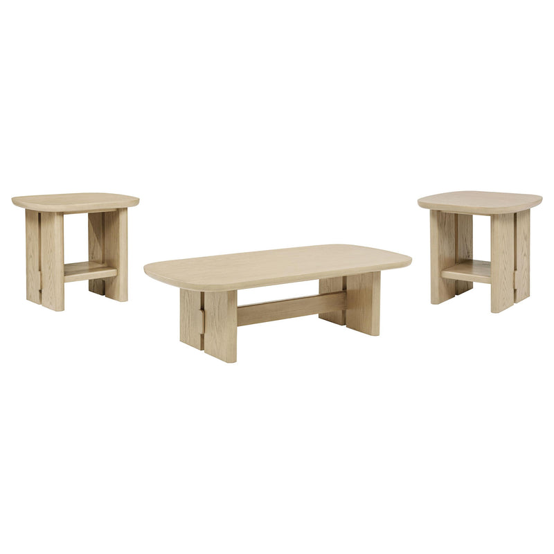 Kailani 3-piece Coastal Coffee and End Table Set Beige Oak - alternate view