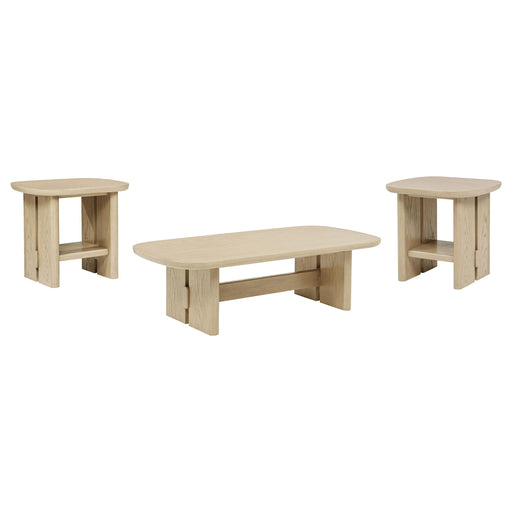 Kailani 3-piece Coastal Coffee and End Table Set Beige Oak - alternate view