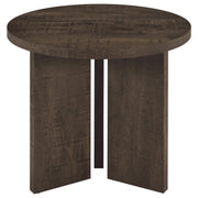 Aragon Round Panel Base End Table Dark Rustic Mango - detail 3