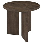 Aragon Round Panel Base End Table Dark Rustic Mango - detail 4