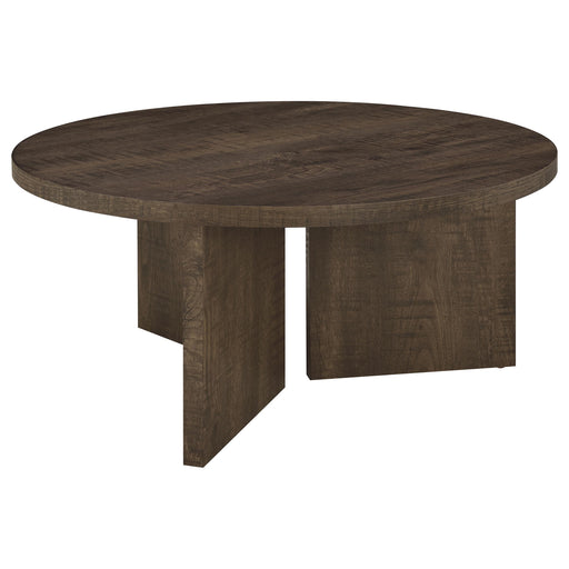Aragon Round Panel Base Coffee Table Dark Rustic Mango - alternate view