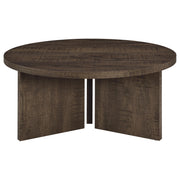 Aragon Round Panel Base Coffee Table Dark Rustic Mango - detail 3