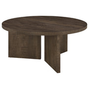 Aragon Round Panel Base Coffee Table Dark Rustic Mango - detail 4