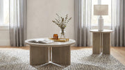 Aragon 2-Piece Round Coffee and End Table Set Latte