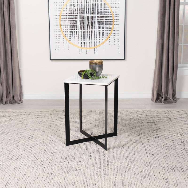Tobin Square Marble Top End Table White and