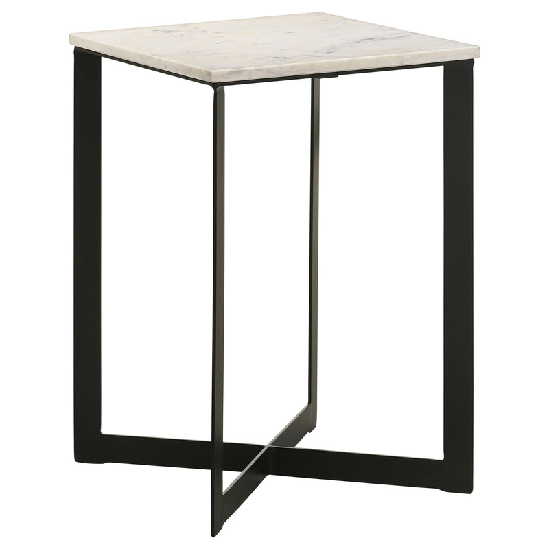Tobin Square Marble Top End Table White and