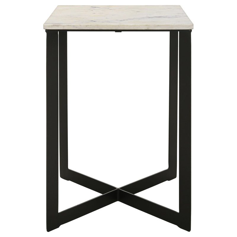 Tobin Square Marble Top End Table White and