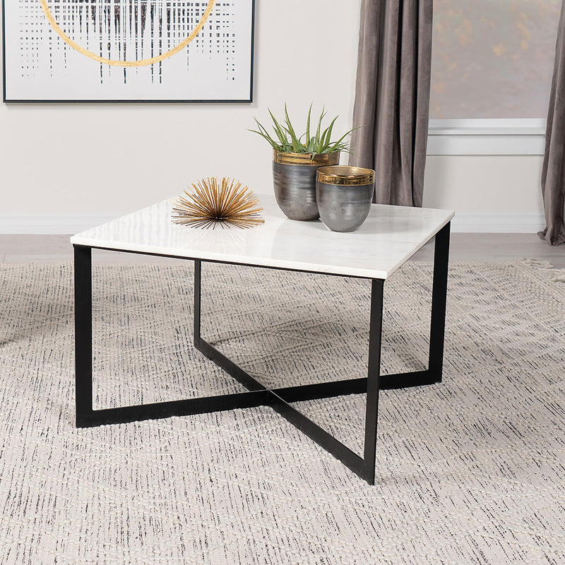 Tobin Square Marble Top Coffee Table White and