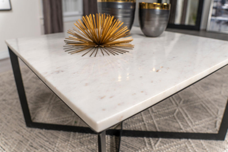 Tobin Square Marble Top Coffee Table White and