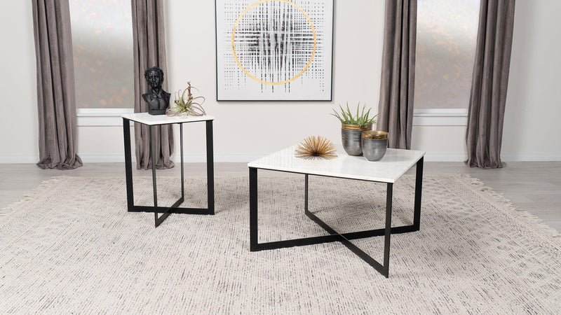 Tobin Square Marble Top Coffee Table White and