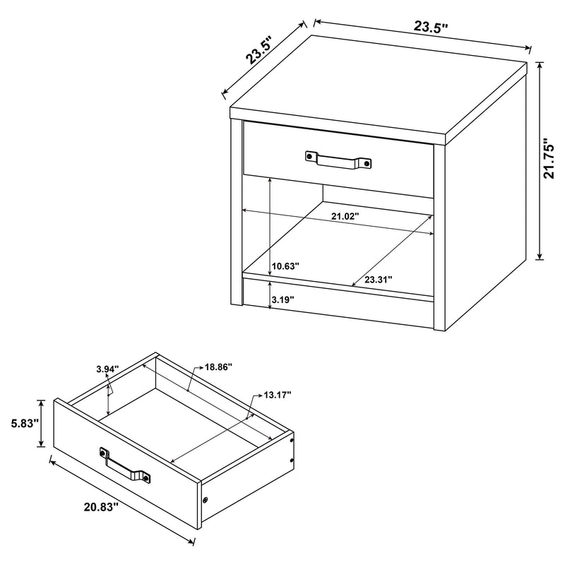 Felix 1-drawer Engineered Wood Side End Table