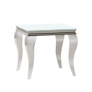 Carone Square Glass Top End Side Table White and Chrome - alternate view