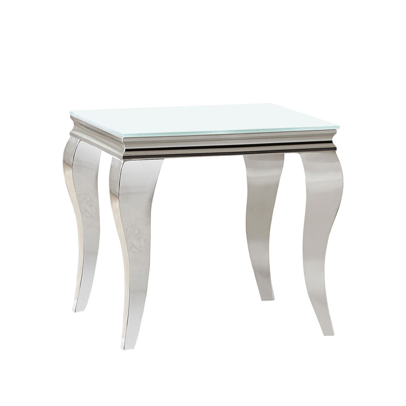 Carone Square Glass Top End Side Table White and Chrome - alternate view