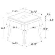 Carone Square Glass Top End Side Table White and Chrome - detail 3
