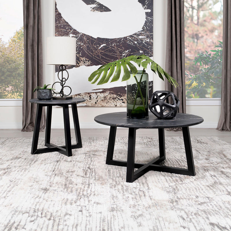 Skylark Round Marble-like SmartTop Side End Table
