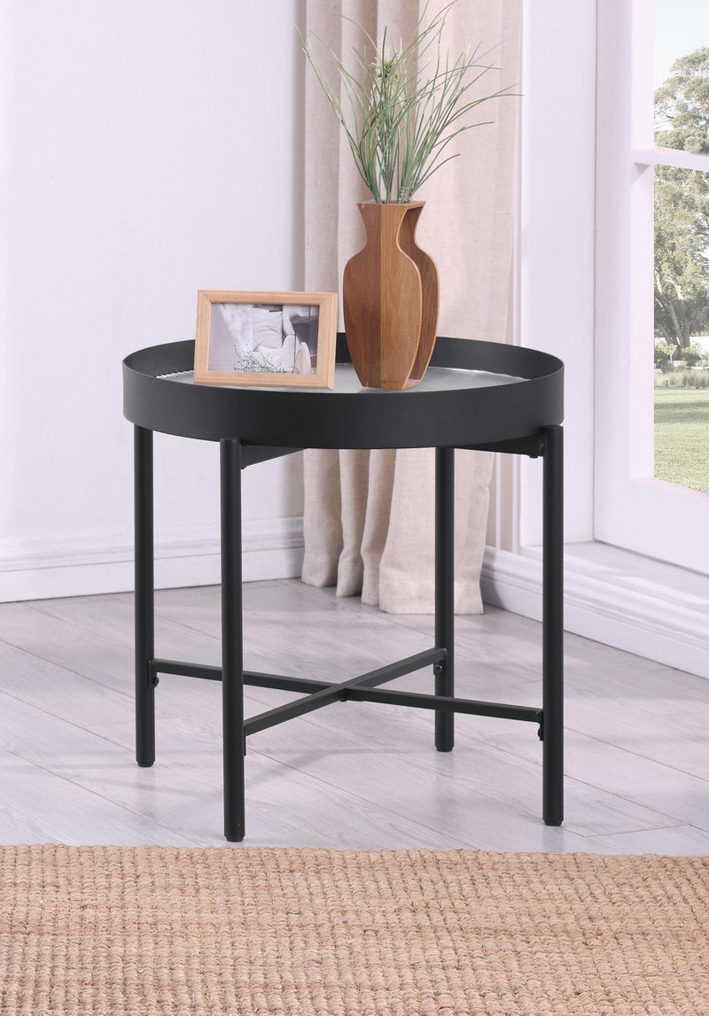 Ozella Round End Side Table with Recessed Top