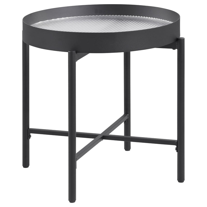 Ozella Round End Side Table with Recessed Top