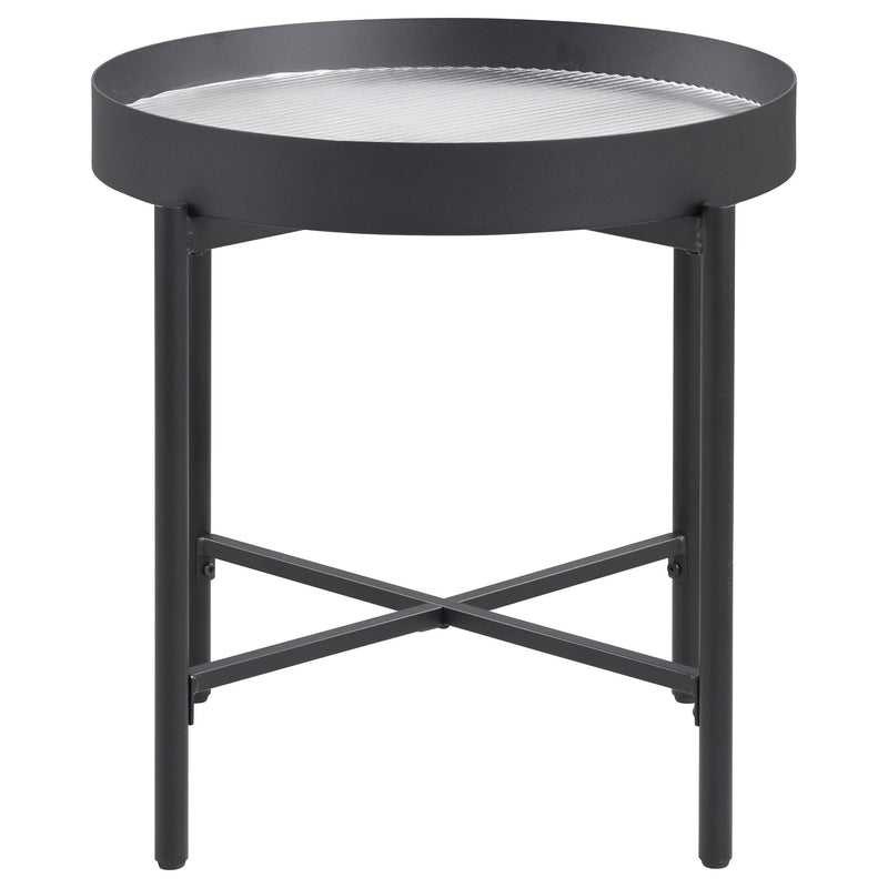 Ozella Round End Side Table with Recessed Top