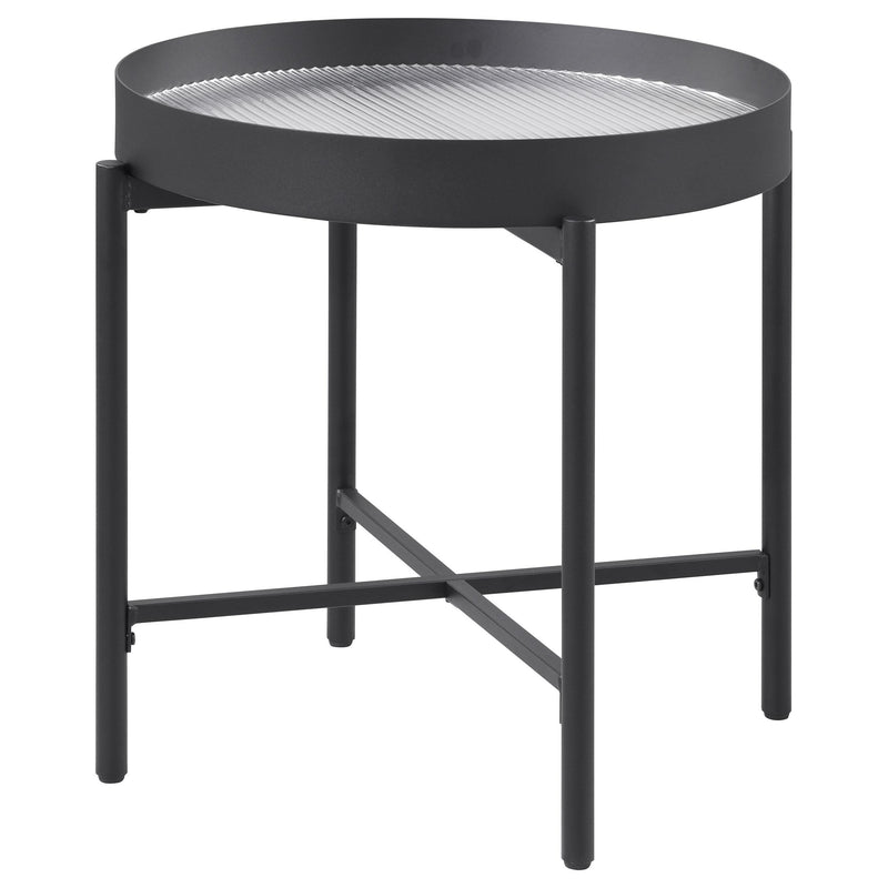 Ozella Round End Side Table with Recessed Top