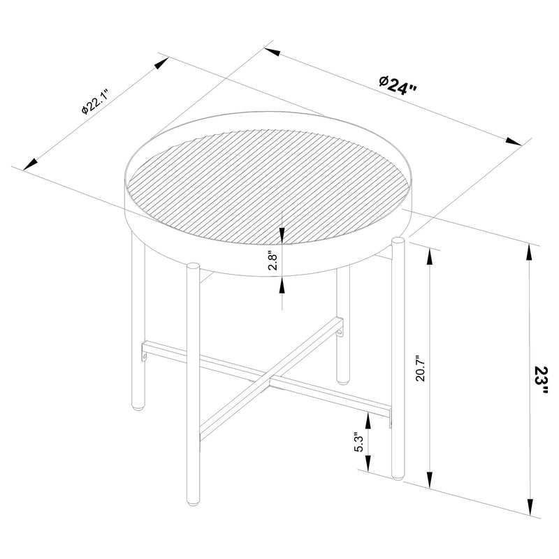 Ozella Round End Side Table with Recessed Top