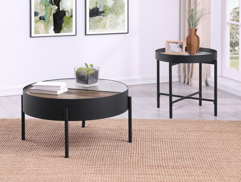 Ozella Round End Side Table with Recessed Top