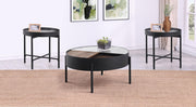 Ozella 3-piece Round Coffee and End Table Set Sandy Black - alternate view