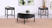 Ozella 3-piece Round Coffee and End Table Set Sandy Black - detail 3