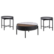 Ozella 3-piece Round Coffee and End Table Set Sandy Black - detail 4