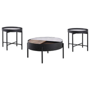 Ozella 3-piece Round Coffee and End Table Set Sandy Black - detail 5