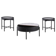 Ozella 3-piece Round Coffee and End Table Set Sandy Black - detail 6