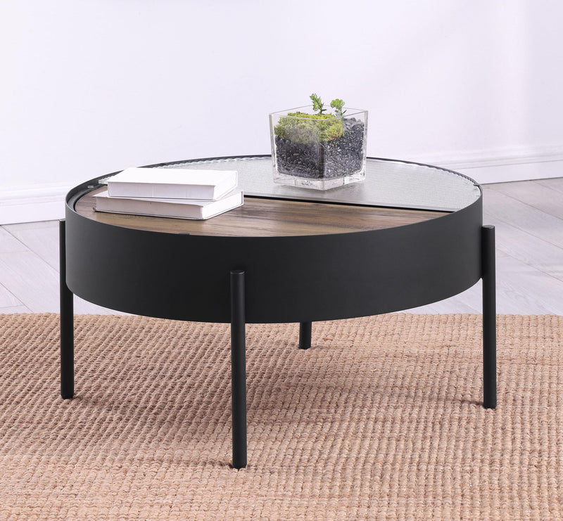 Ozella Round Coffee Table with Hidden Storage