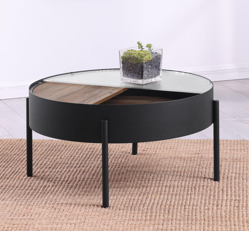 Ozella Round Coffee Table with Hidden Storage