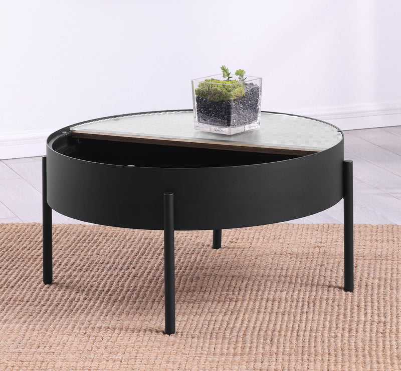 Ozella Round Coffee Table with Hidden Storage