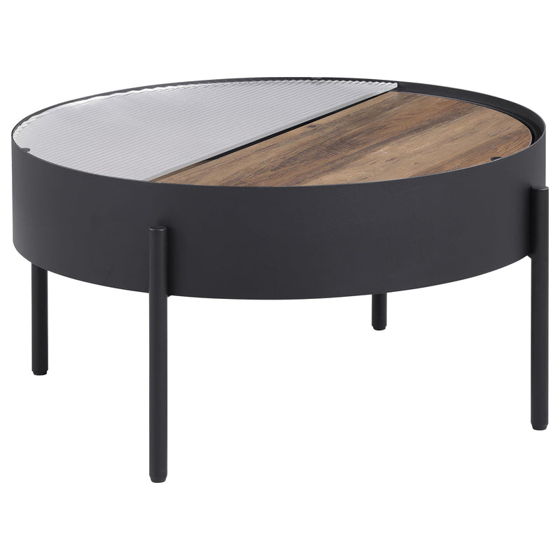 Ozella Round Coffee Table with Hidden Storage
