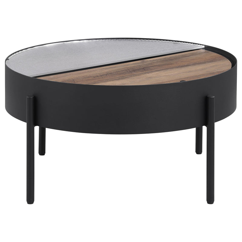Ozella Round Coffee Table with Hidden Storage