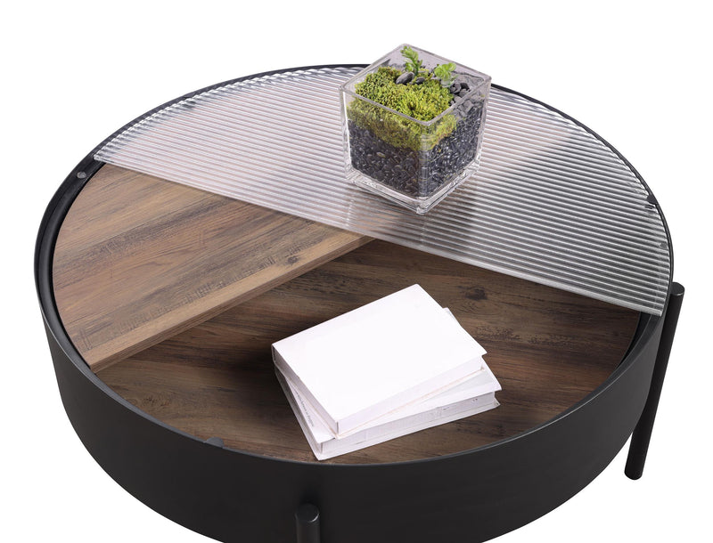 Ozella Round Coffee Table with Hidden Storage