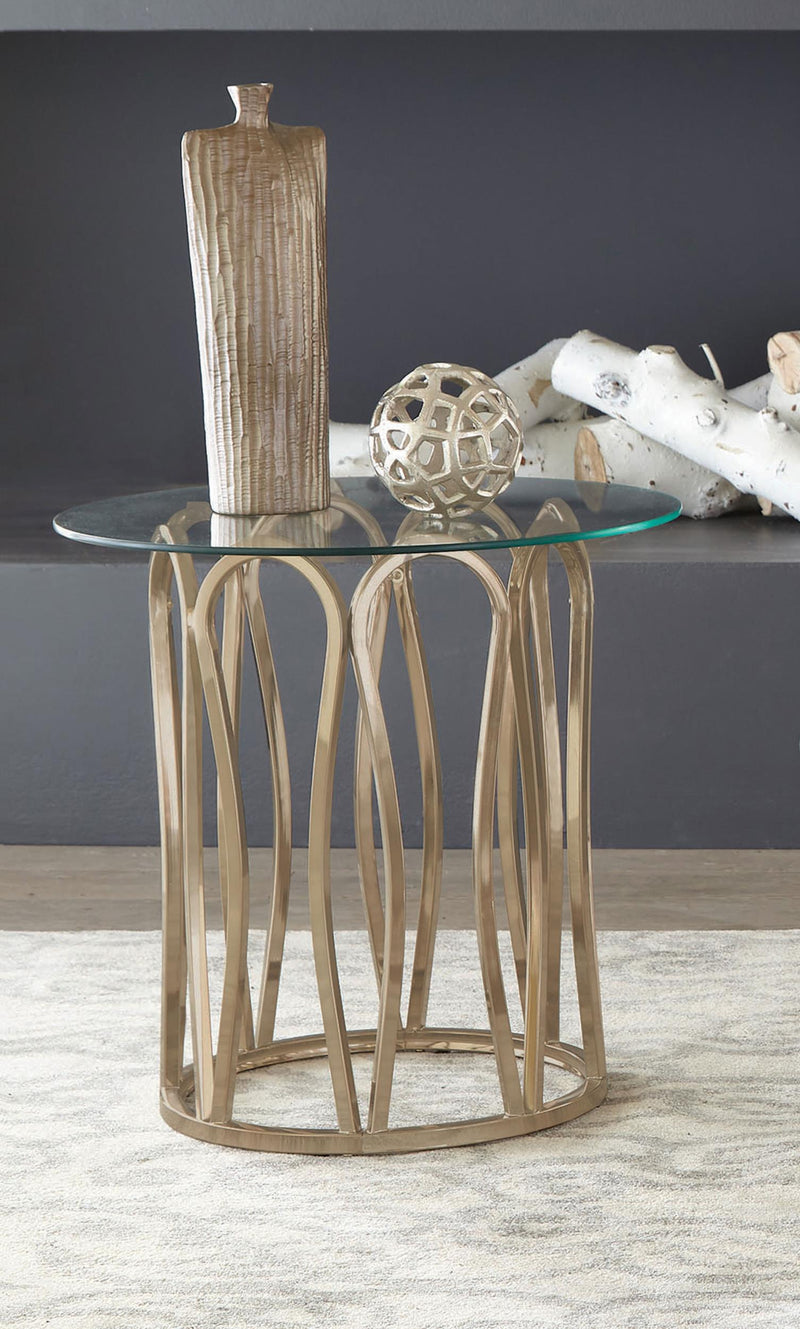 Monett Round Glass Top Side End Table