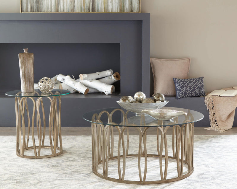 Monett Round Glass Top Side End Table